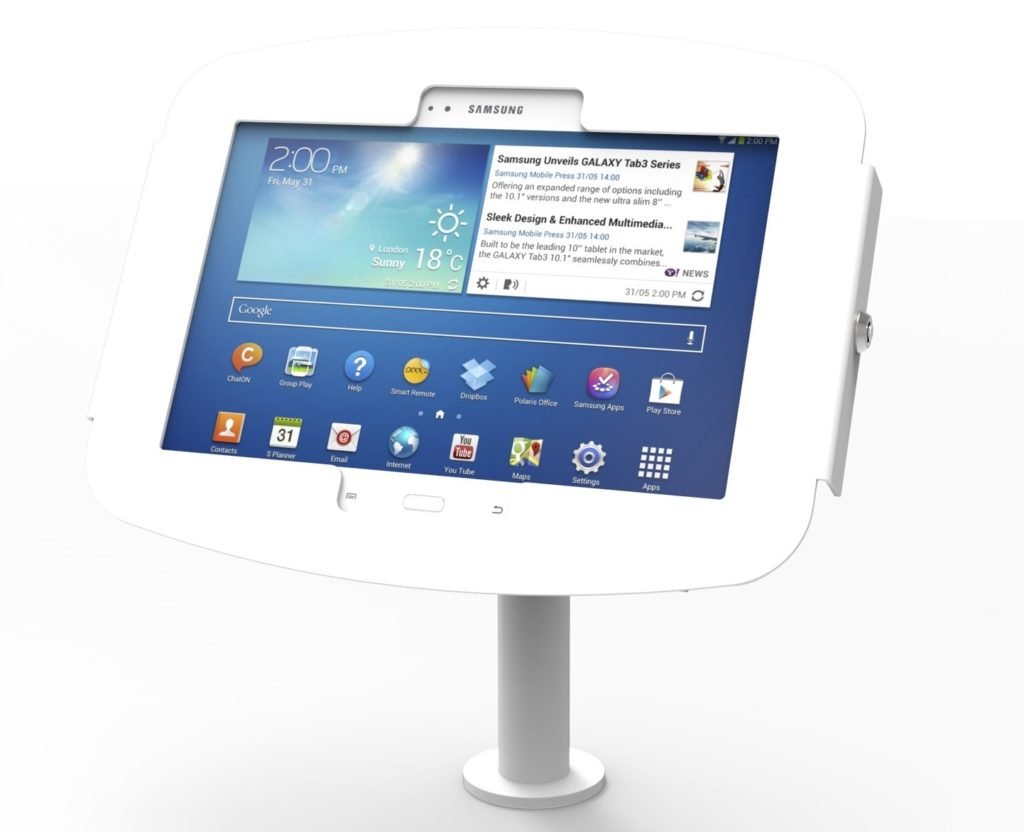 Pole mounted Samsung Galaxy Enclosure Kiosk (for Galaxy 10)